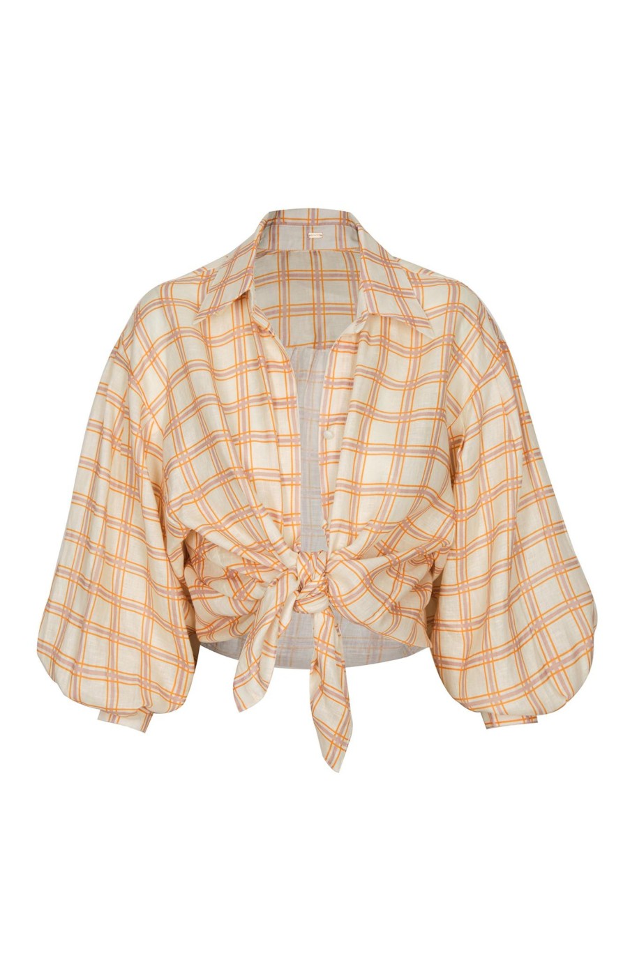 Women Juan de Dios Shirts & Blouses | Barnes Linen Shirt/Cream And Butter Scotch