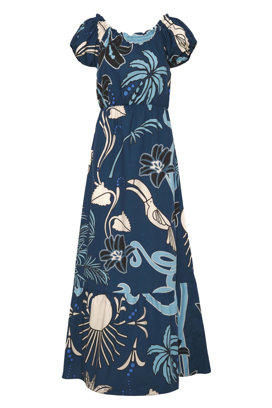 Women Juan de Dios Dresses | Julia Cotton Maxi Dress/Blue Garden