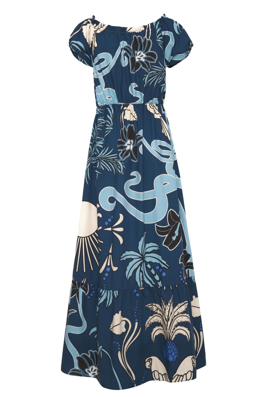 Women Juan de Dios Dresses | Julia Cotton Maxi Dress/Blue Garden