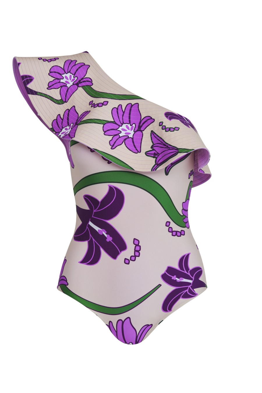 Women Juan de Dios Bikinis | Tucan One Piece/Beige Violet Flowers