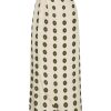 Women Juan de Dios Skirts | Amaime Silk Martellato Midi Skirt/Ivory Green Chintz