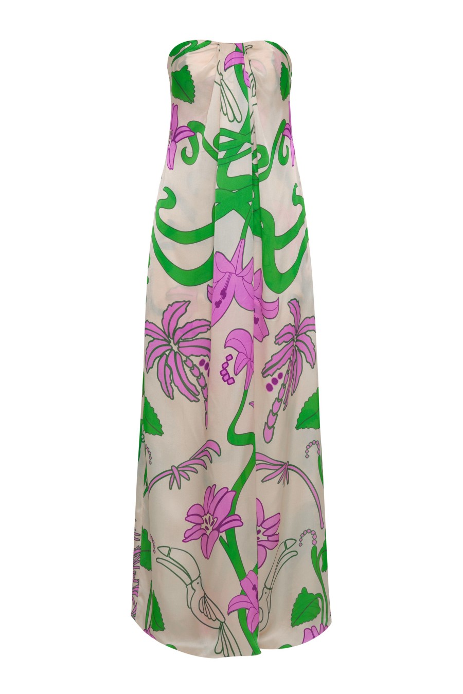 Women Juan de Dios Shirts & Blouses | Bardot Maxi Silk Dress/Violet Garden