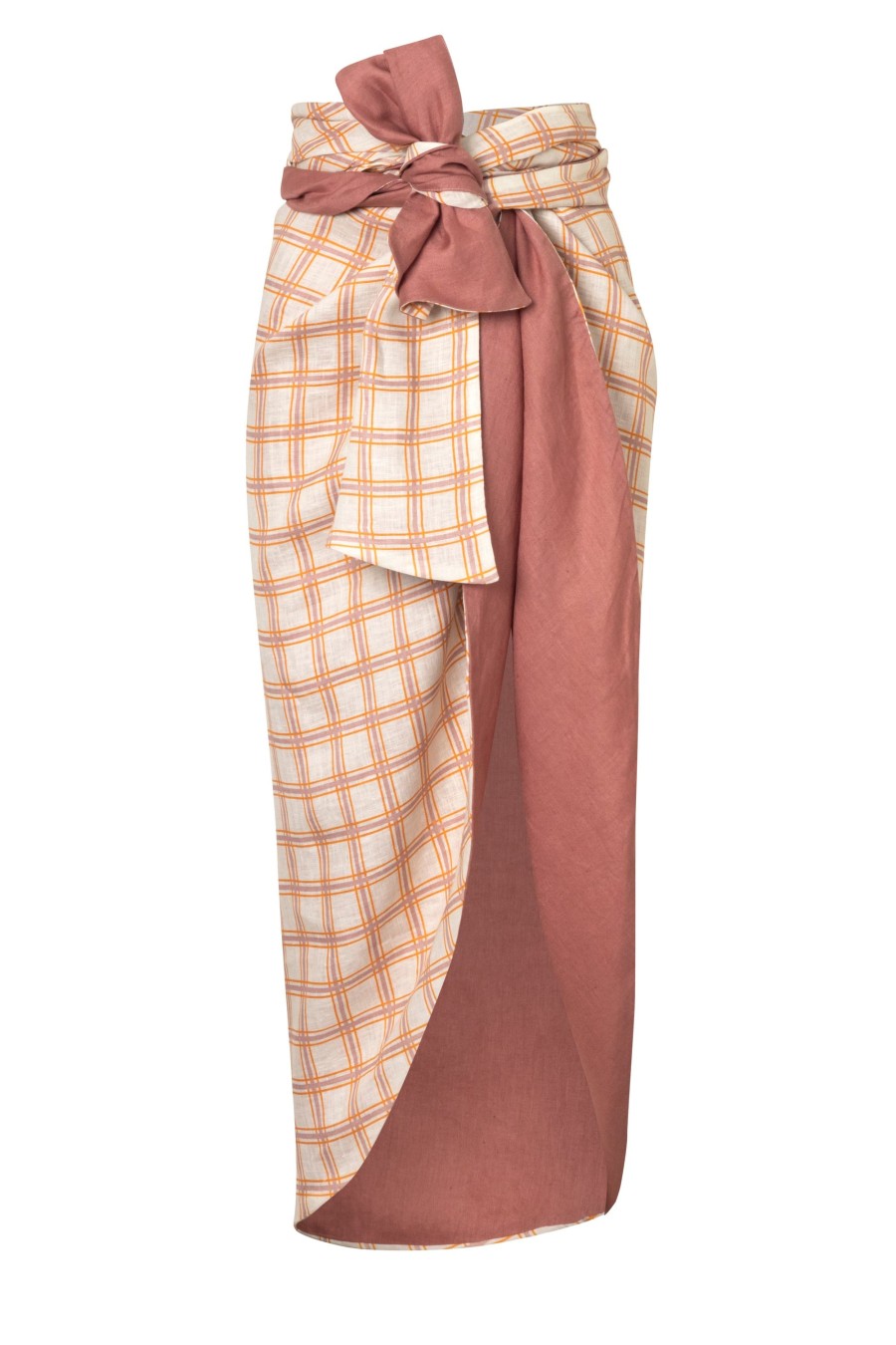 Women Juan de Dios Skirts | Capurgana Linen Skirt/Cream And Butter Scotch-Pink