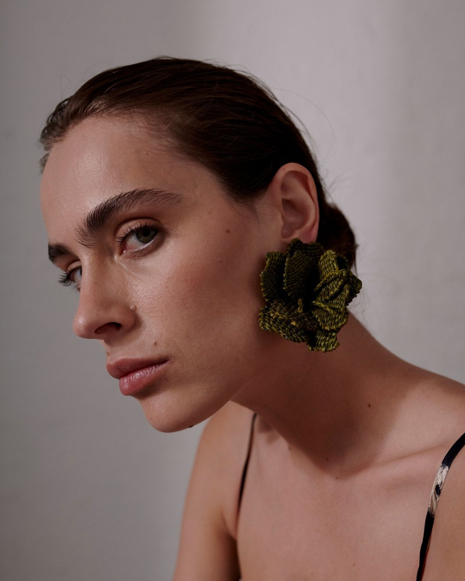 Women Juan de Dios | Buganvillas Earrings/Military Green