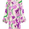 Women Juan de Dios | Hojarasca Mini Silk Dress/Violet Flowers