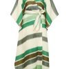 Women Juan de Dios Dresses | Morena Linen Open Tunic/Green Stripes