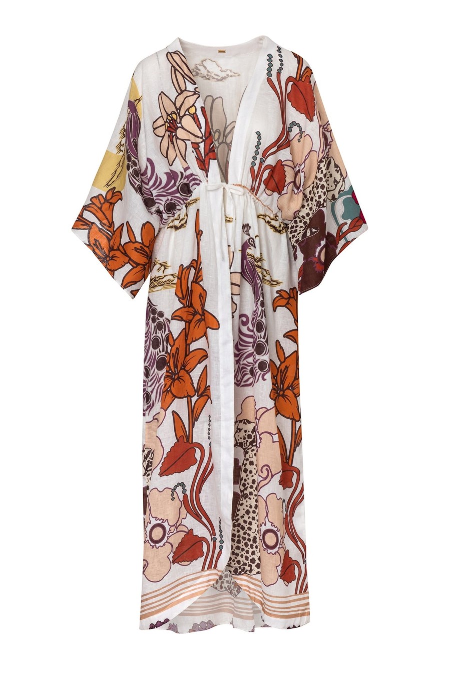 Women Juan de Dios Dresses | San Cipriano Linen Tunic/White Enchanted Garden