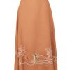 Women Juan de Dios Skirts | Capri Linen Embroidered Skirt/Salmon