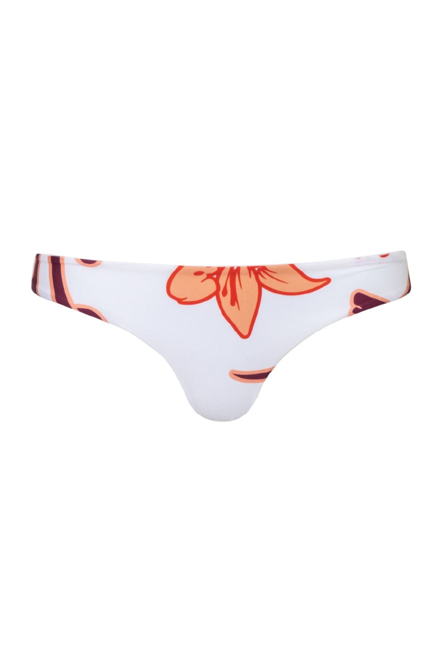 Women Juan de Dios Bikinis | Guava Bottom/White Lilies Salmon Violet-Ivory