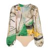 Women Juan de Dios | Sambale Silk Jacquard Bodysuit/Green