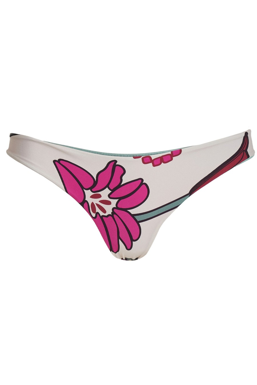 Women Juan de Dios Bikinis | Guava Bottom/Beige Fuchsia Flowers