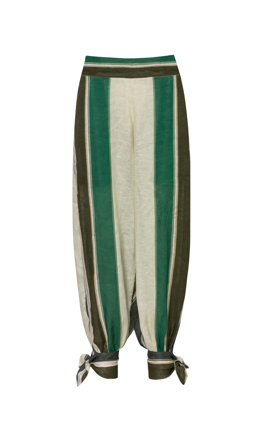 Women Juan de Dios Pants | Samadhi Linen Pants/Green-Ivory Stripes