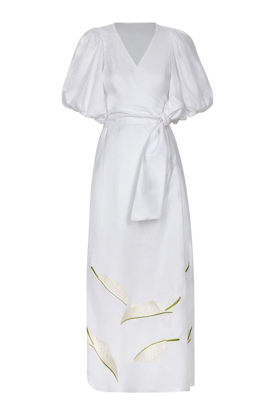 Women Juan de Dios Dresses | Ermita Linen Embroidered Midi Dress/White