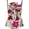 Women Juan de Dios Bikinis | Malaga One Piece/Beige Fuchsia Flowers