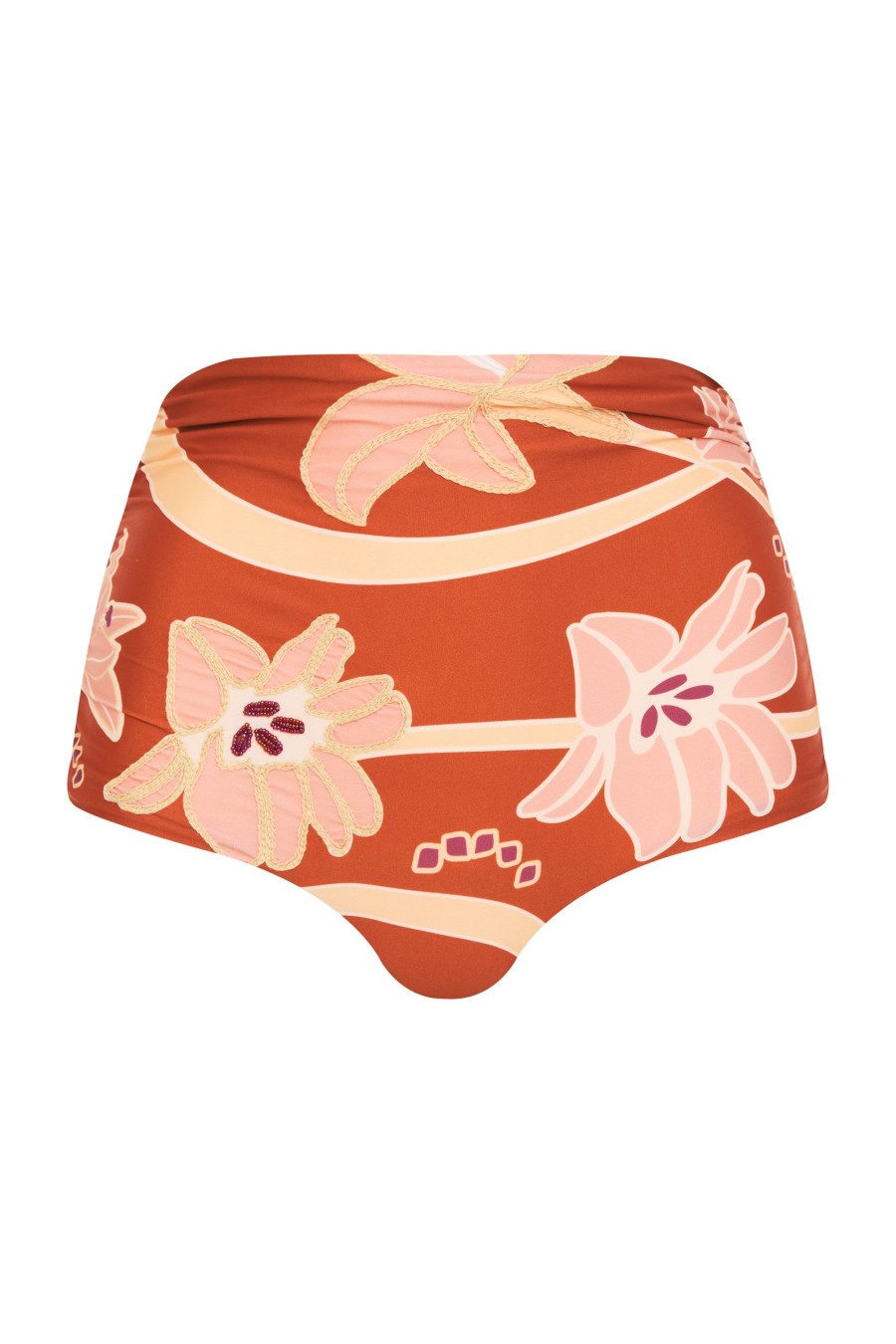 Women Juan de Dios Bikinis | Victoria Vintage Embroidered Bottom/Orange Flowers